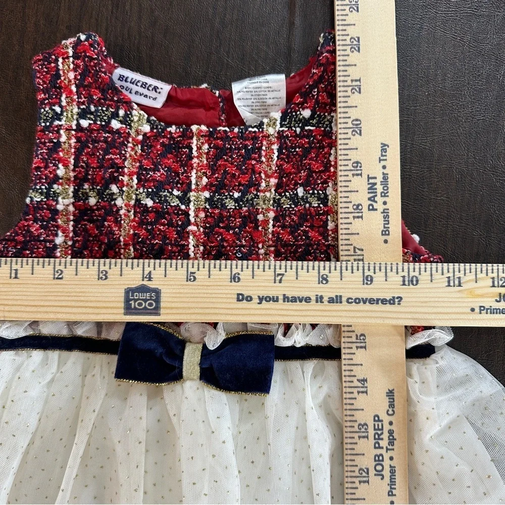 Blueberi Boulevard Plaid and Polka Dot Red and White Formal Kids Dress Sz 5